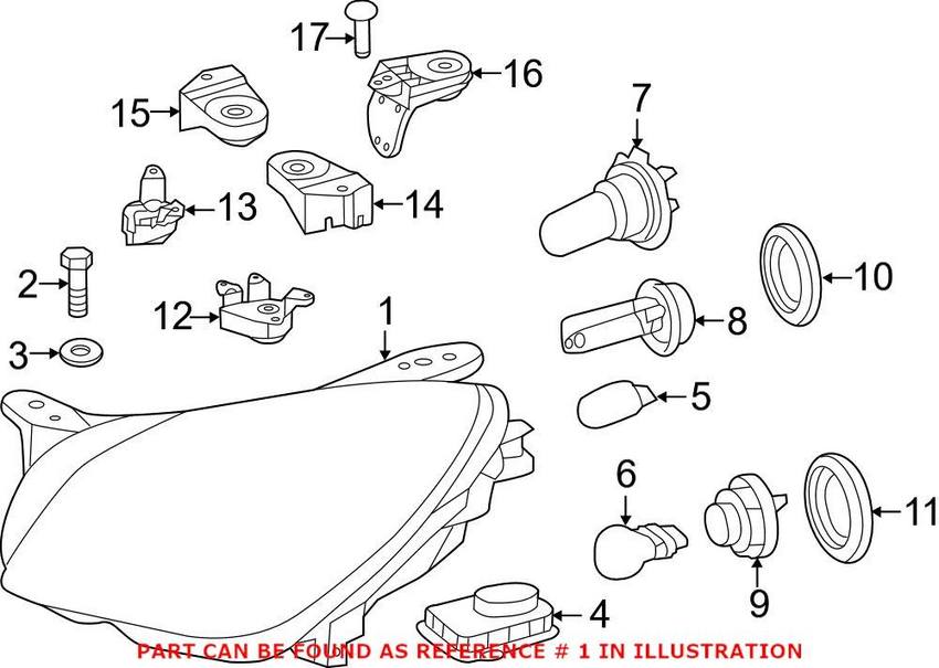 Mercedes Headlight Assembly - Passenger Side (Halogen) 1728205259